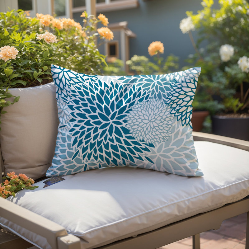 Arlo Floral Burst Indoor/Outdoor Throw Pillow, Turquoise
