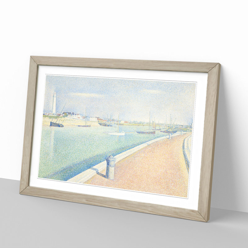 The Channel at Gravelines Vol.1 by Georges Seurat - Picture Frame Painting, 36cm H x 48cm W x 2cm D, Oak Framed
