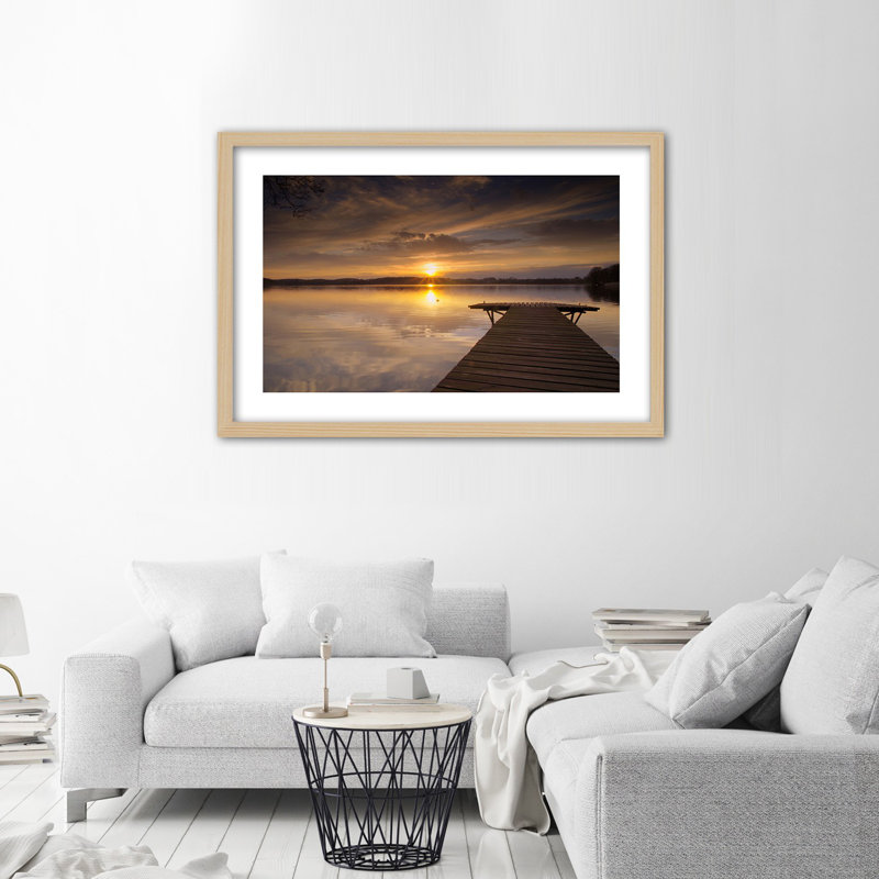 Lakeside - Single Picture Frame Print, Light Brown, 70cm H x 100cm W