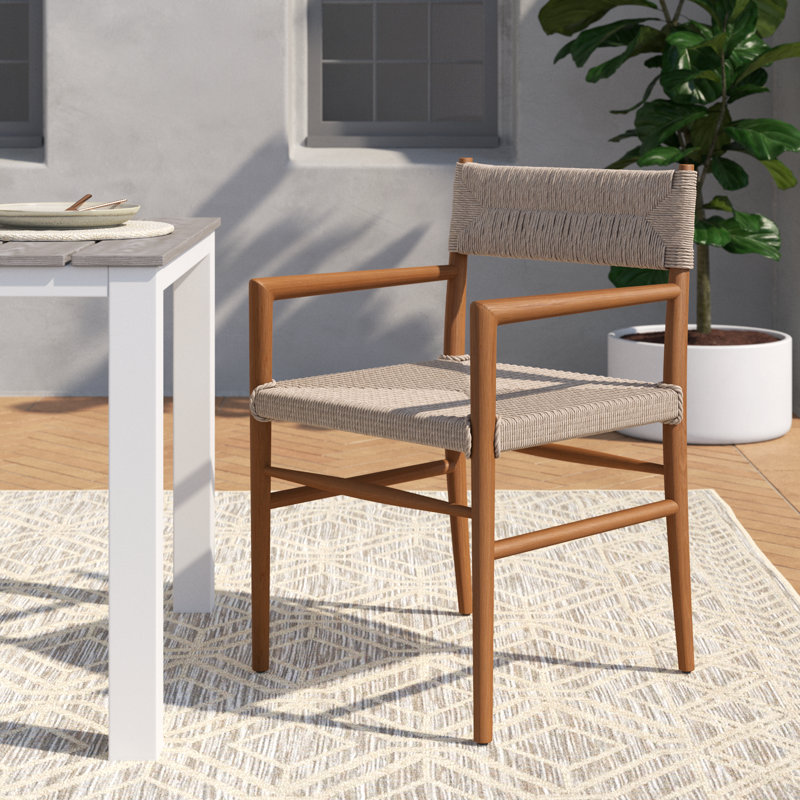Fauteuil de patio en teck Ronaldo, Teck naturel / brun clair