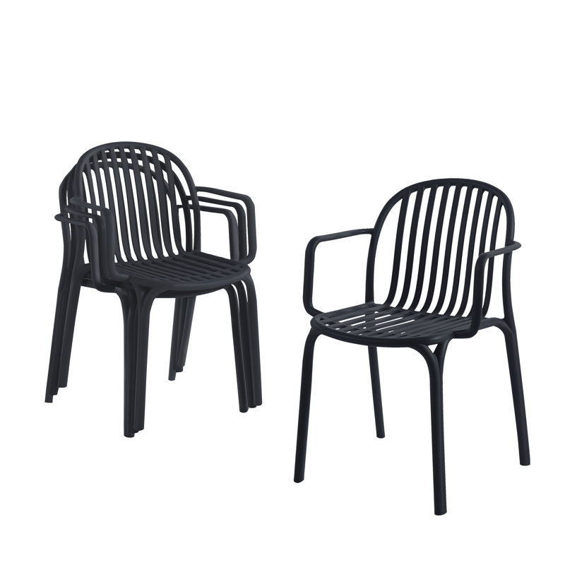 Kimbler Stacking Patio Dining Armchair, Black
