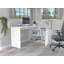 Bureau d'ordinateur en L Axis avec tablettes de rangement ouvertes et armoire à une porte, pour bureau à domicile-693232087