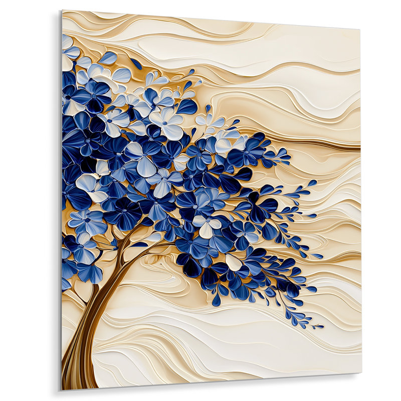 Arbre bleu jacaranda bleu en hiver - paysages, décoration murale en métal, H 44 po x l 34 po x P 0,84 po