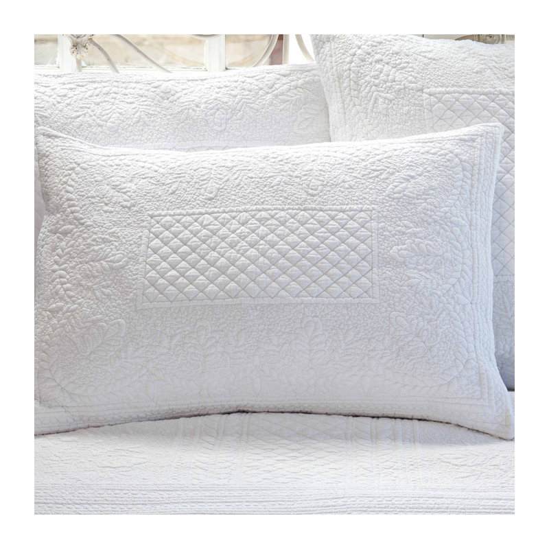 Abigail 100% Cotton Ties Sham, Standard, White