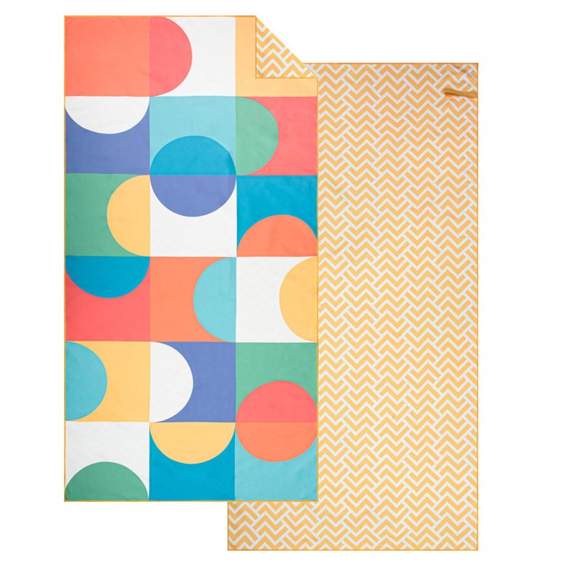 Serviette de plage réversible en microfibre, serviette de piscine 32 x 62 pouces à séchage rapide et sans sable, grande serviette de voyage légère et absorbante avec motif géométrique et à chevrons