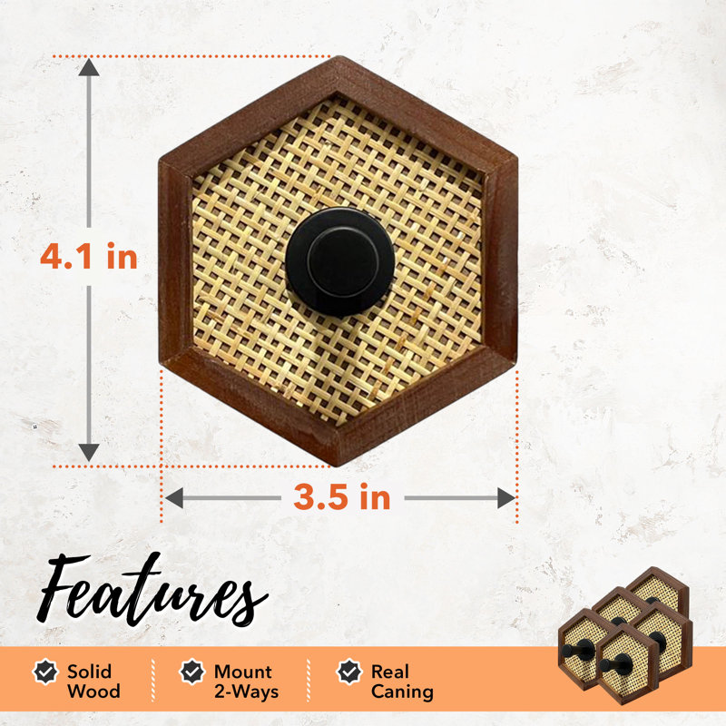 5 crochets muraux hexagonaux 5 pièces, Noir mat