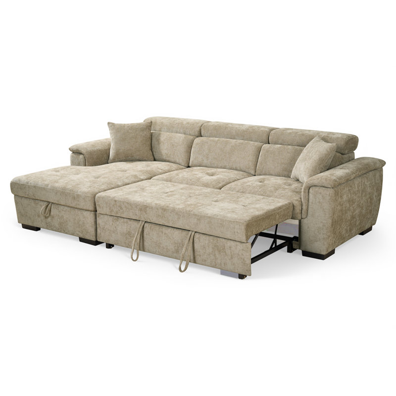 Howerton 4 Seater Chenille Sofa Bed, Beige
