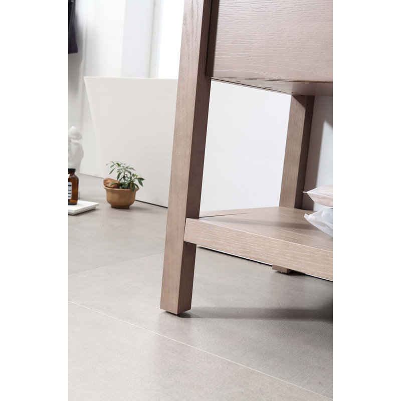 Meuble-lavabo double 36 po avec plateau en quartz Ariane, Chêne châtaigner