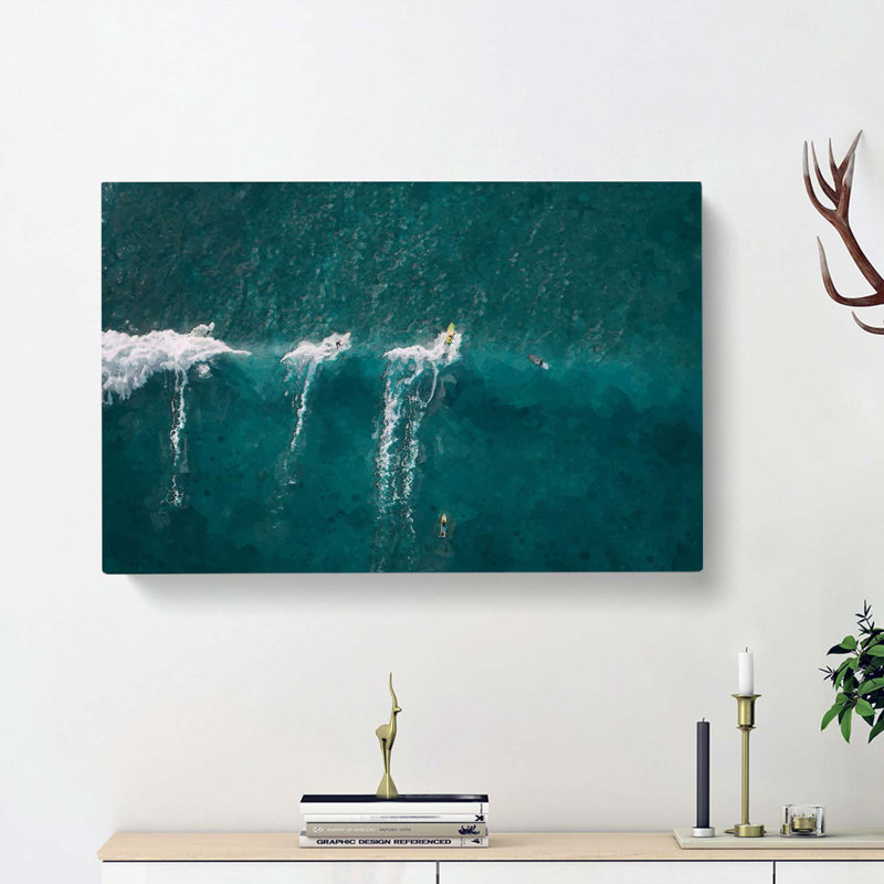 Surfing A Wave In Hawaii - Wrapped Canvas, 35cm H x 50cm W x 3cm D