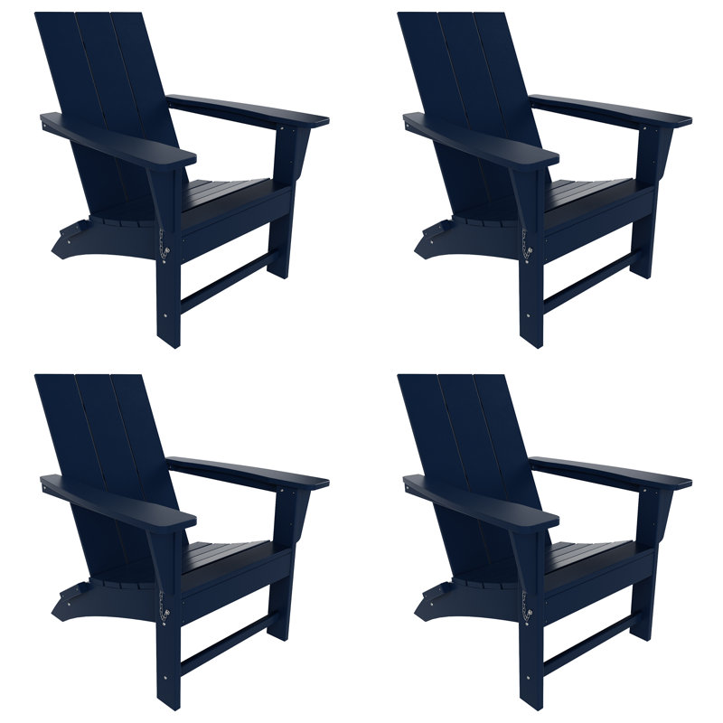 Joubert Foldable Outdoor Adirondack Set, Navy Blue