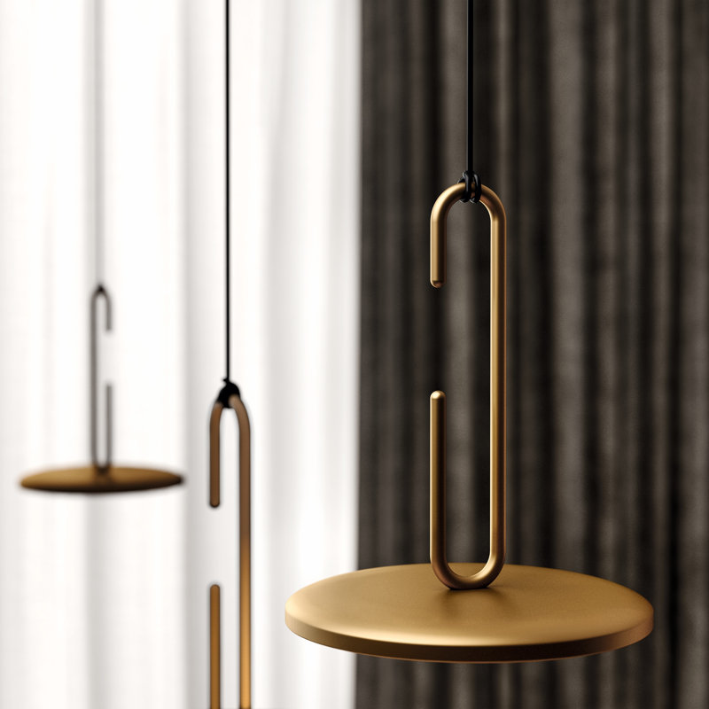 CLIP 1 - Light LED Pendant, Gold, White, 7.5" H x 7" W x 7" D
