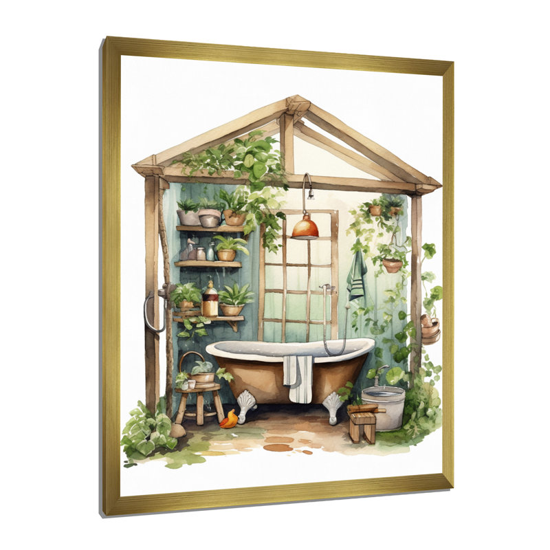 Décor de salle de bain naturel, H 12 po x l 20 po x P 1 po, Cadre doré à une seule photo