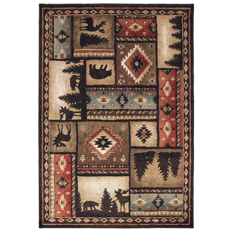 Tisbury noir / multicolore Cotulla Lodge, Rectangle 3'10" x 5'5"