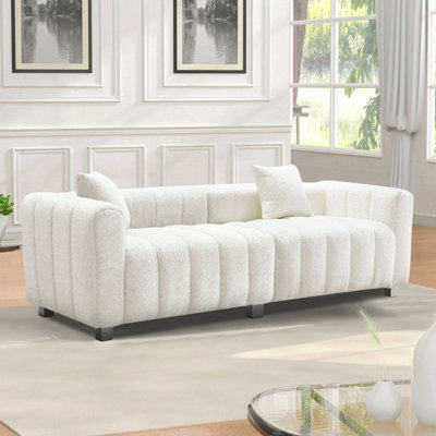 Causeuse de 87,4 po en velours de qualité supérieure à 3 places, canapé rembourré moderne avec pieds en métal et 2 coussins pour le salon, la chambre à coucher.