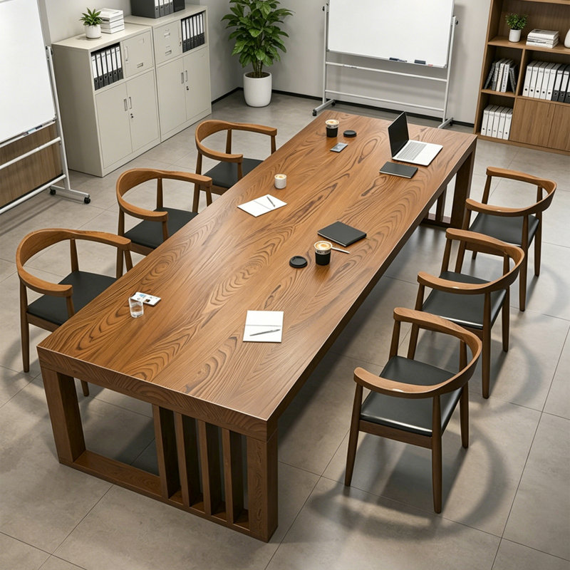 Solid Pine Wood Rectangular Conference Table