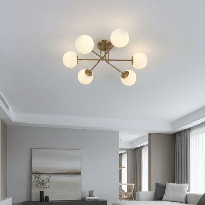 Laiton métallique moderne 6 lumières 30,7 pouces semi-encastré E12