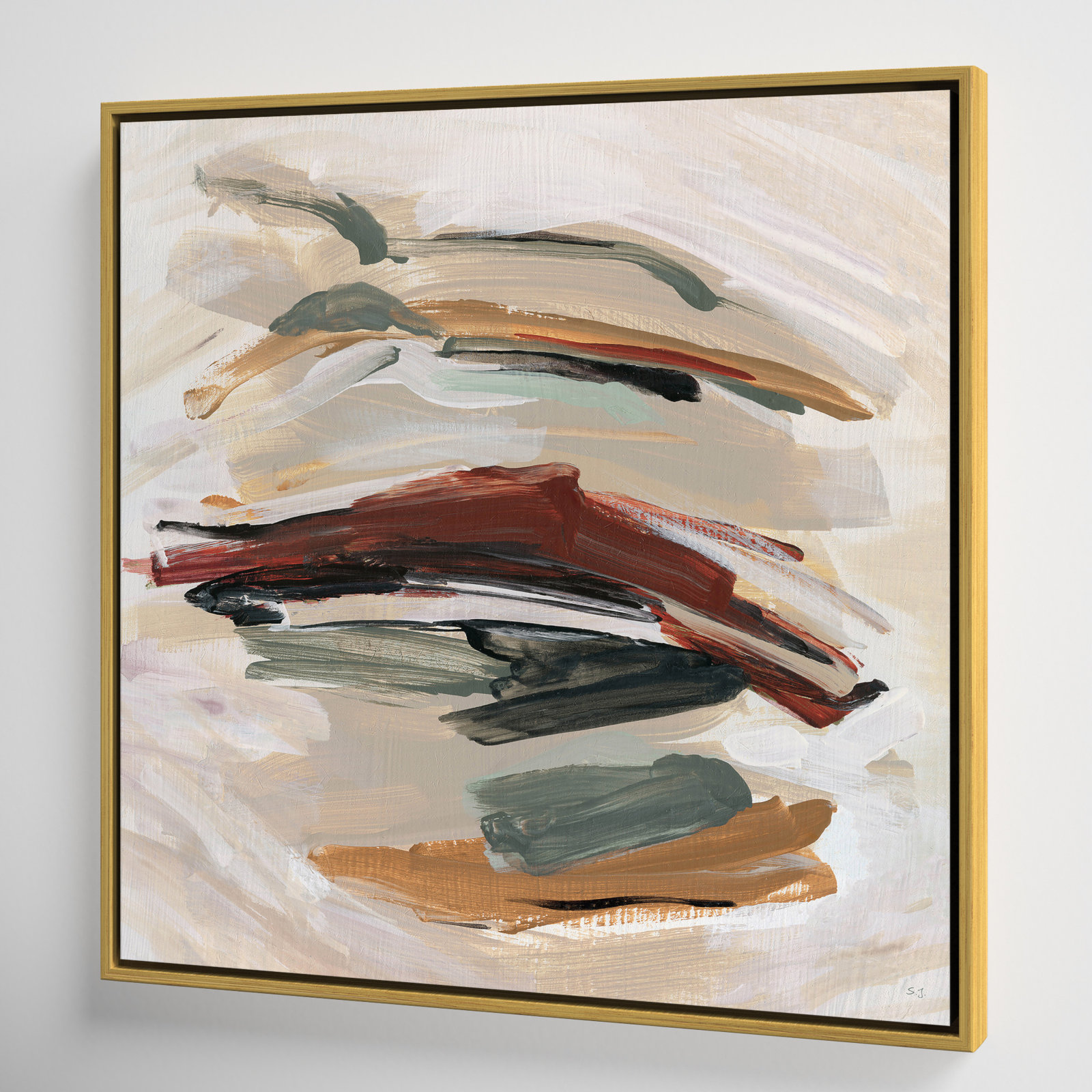 Carmina "Spring Shadows" Painting by Susan Jill, Gold , 25.5" H x 25.5" W