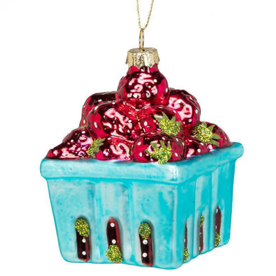 Ornement panier de fraises