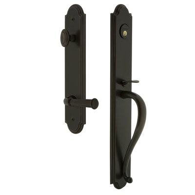 Arc Handleset with Deadbolt and Georgetown Door Lever and Rosette