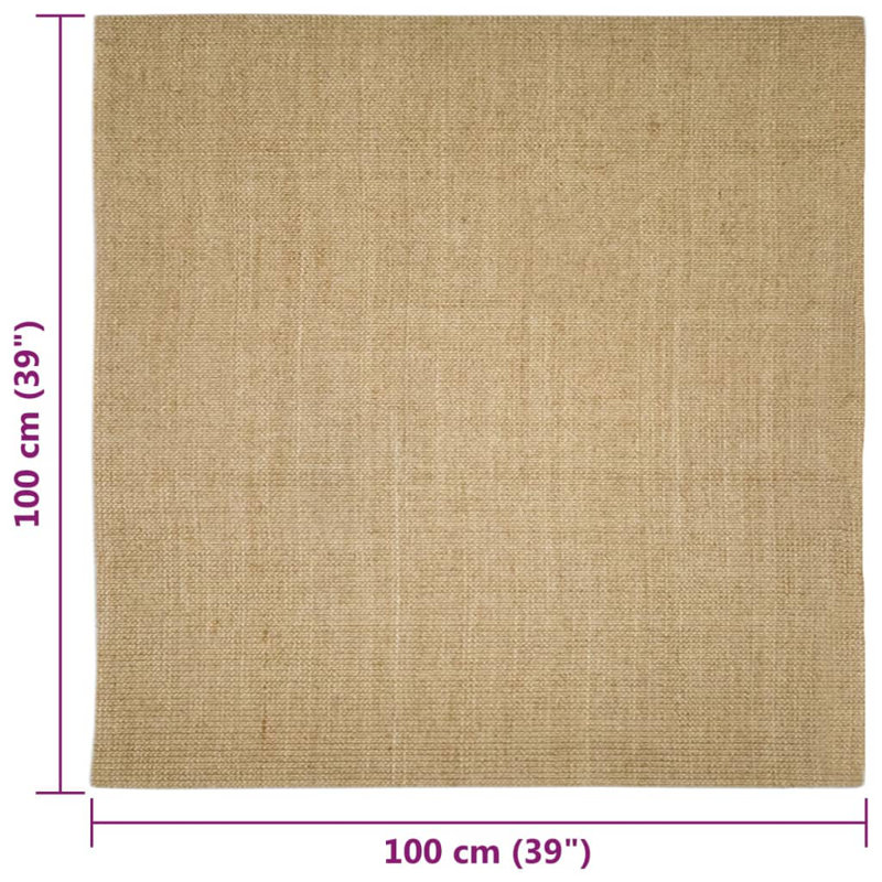 August Grove Rug Natural Sisal Brown, Square 100 x 100 cm