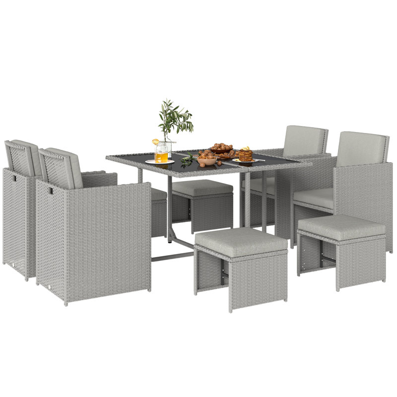 8 - Person Patio Dining Set with Square Table