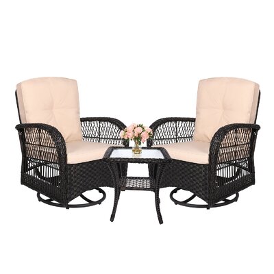 Vreeland 3 Pieces Swivel  Rocker Patio Set Rocking Chairs Patio  Furniture Sets with Thickened and Glass-top Bistro Set For Porch -  Bayou Breeze, B7A7C58DBE3249119046F778E1725778