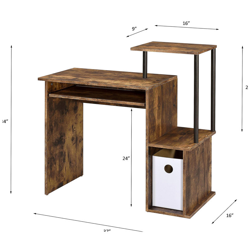 Bureau d'ordinateur Lyphre, Brun / Noir