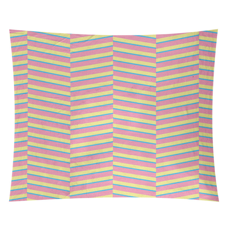 Tapisserie, H 68 po x l 80 po, Rose/bleu/jaune