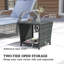 Table d'appoint 17,7 "en osier avec tablette de rangement, gris clair