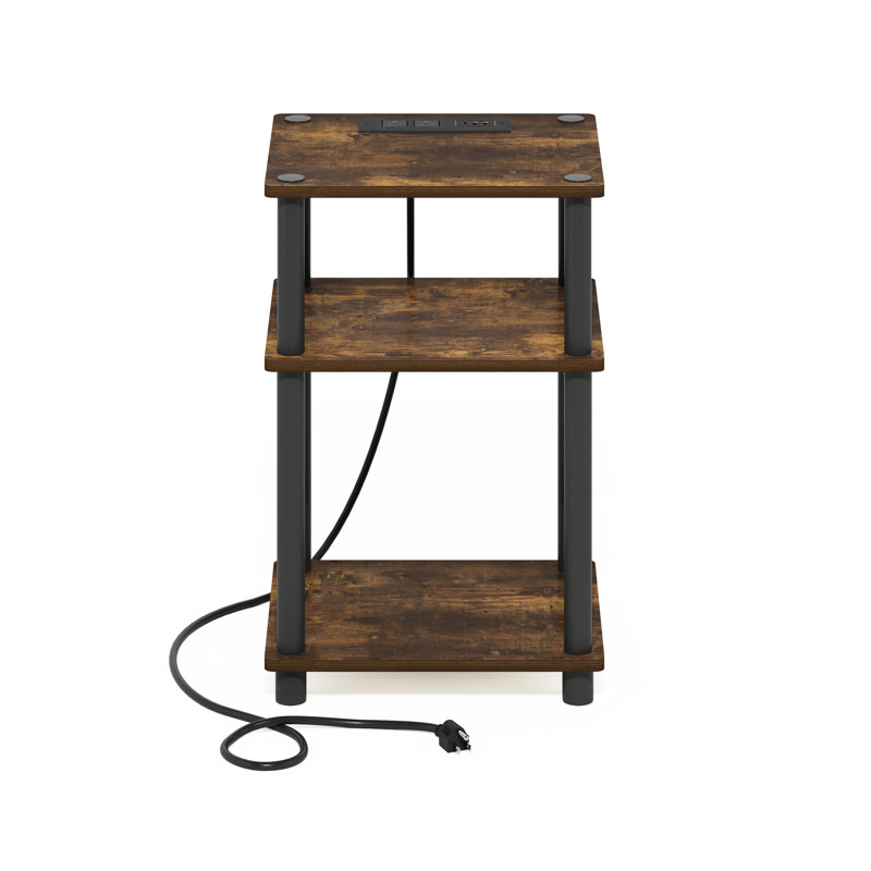 End Table with Dual Installation Options, Built-In Outlets, USB & Type C Ports, Amber Pine