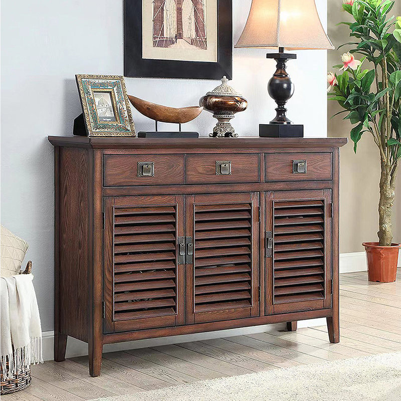 Vintage Shoe Cabinet Side Cabinet 18 Pair Shoe Storage Cabinet, Dark Brown
