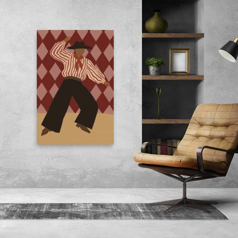 Personnage rétro rétro audacieux, impression murale élégante et classique, H 48 po x l 32 po
