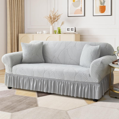 Stretch Velvet Skirted Sofa Slipcover - Pet Friendly Universal Furniture Protector