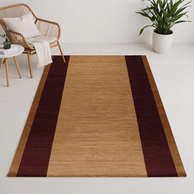 HorizontalStripes Brown Indoor and Outdoor Area Rug, Rectangle 5' x 7'