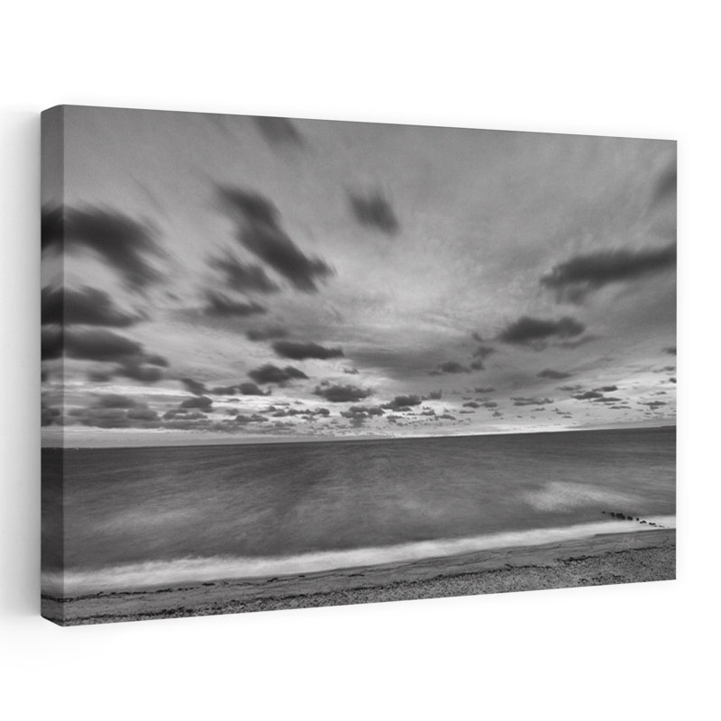 Endless Ocean Contemporary - noir, noir et blanc, blanc, plage, nuage, H 24 po x l 16 po