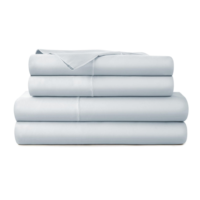 Draps 100% coton biologique pour grand lit - Draps certifiés biologiques GOTS avec poche profonde et tissage en satin de coton respirant et confortable qui devient plus doux à chaque lavage - Ensemble de luxe 4 pièces (poudre, grand)