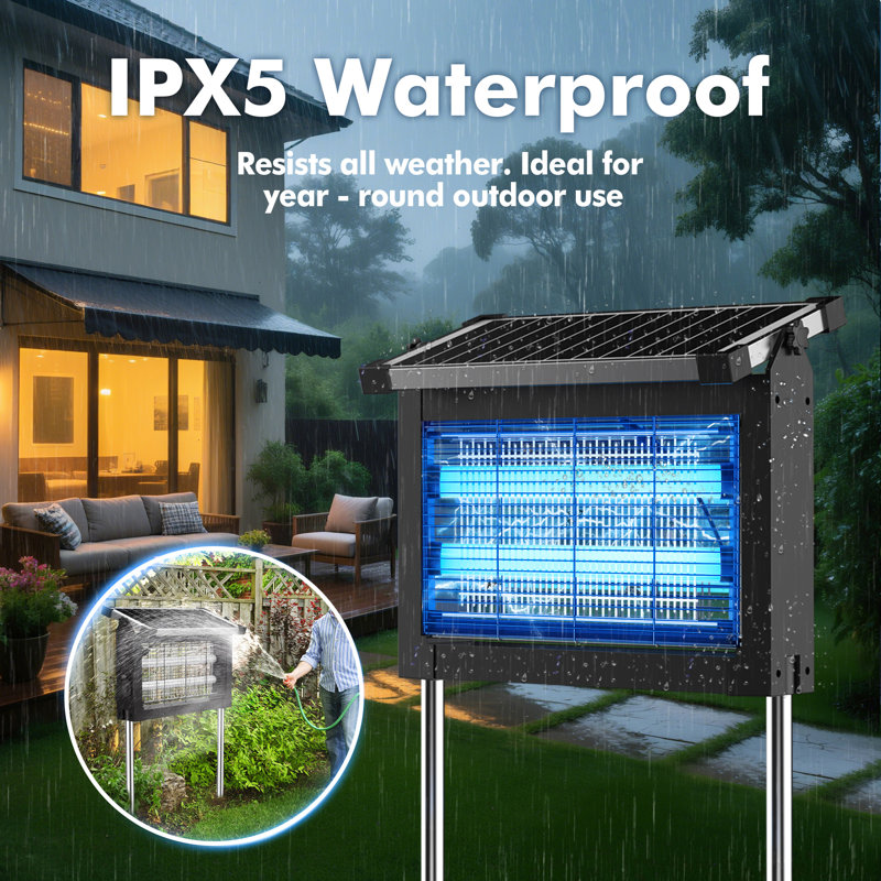 Lampe solaire d'extérieur Bug Zapper pour terrasse et jardin - Couvre jusqu'à 1 acre