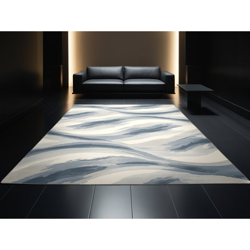 Soft Plush Feingold July 4Th Modern & Contemporary Abstract Area Rug in Gray – Gray Binding, 8x12