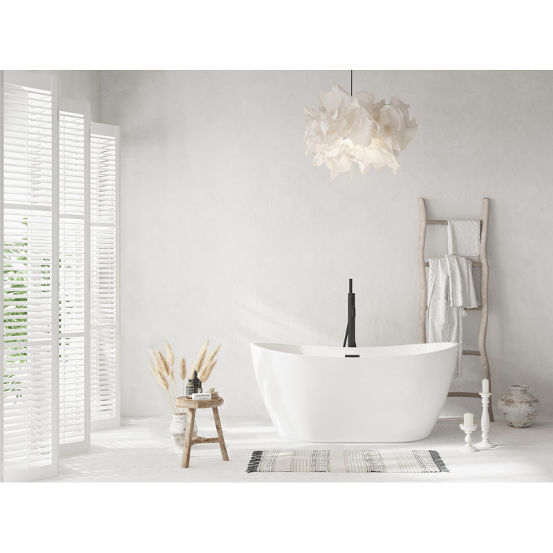 Ardis 54'' x 29'' Soaking Acrylic Bathtub, Matte Black
