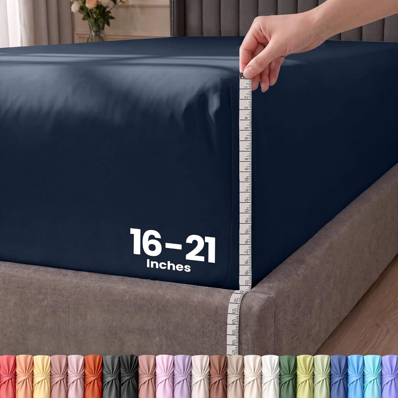 Drap-housse Utopia Bedding à poches extra profondes pour lit queen, convient aux matelas jusqu'à 53 cm d'épaisseur - Luxe hôtelier, doux, respirant et confortable - Résistant au rétrécissement et à la décoloration - Entretien facile (bleu marine)