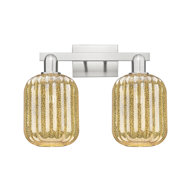 Eldon - 4 Light 36" Jar Shade Bath Vanity Light, Mercure, Nickel poli, Deux lumières
