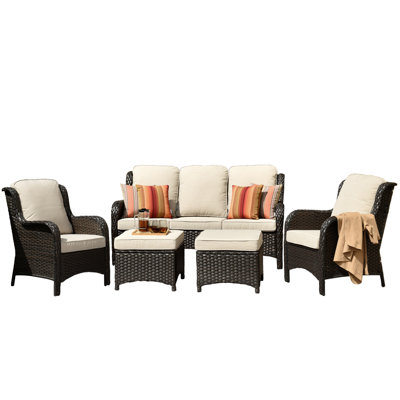 Kanijah Wicker/rattan 5 - Person Seating Group With Cushions by Red Barrel Studio