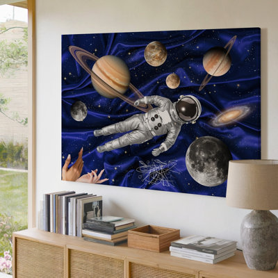 Toile, "Un collage cosmique" avec art mural flottant réfléchissant