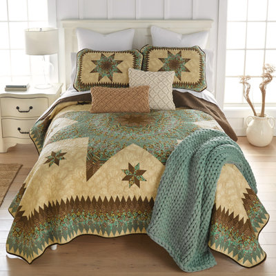 Sea Breeze Star Polyester Geometric Shapes Quilt Set
