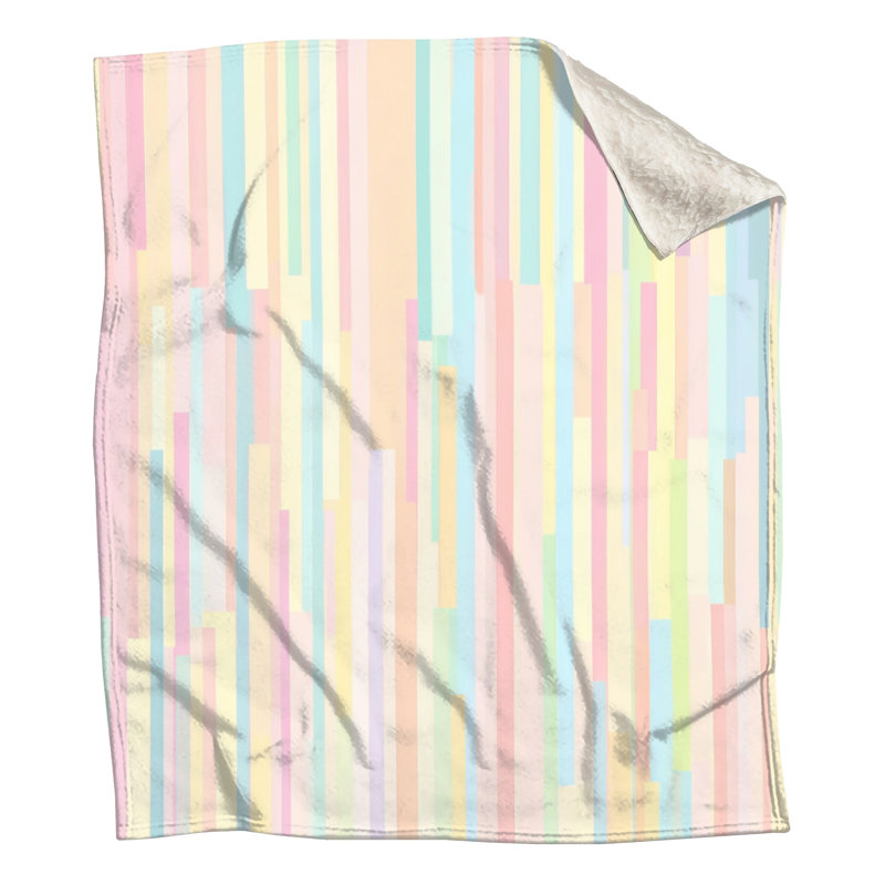 Vertical Stripes Pattern Blankets, 60in W x 80in H, Light Peach and Mint Green