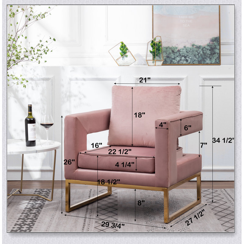 Fauteuil d'appoint rembourré Lenola, Tissu rose