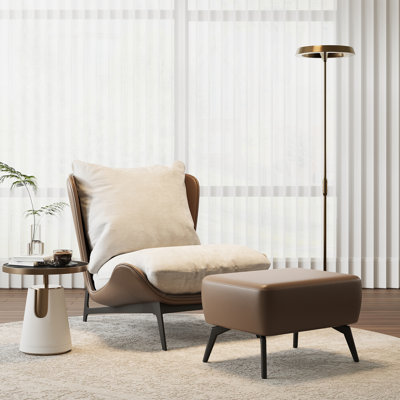 Upholstered Chair With Ottoman Footstool
