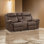 Causeuse Arisa, similicuir brun, console de rangement et porte-gobelets, 79 po