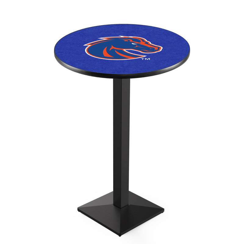 Round Metal Base Dining Table, Black Wrinkle, Boise State University