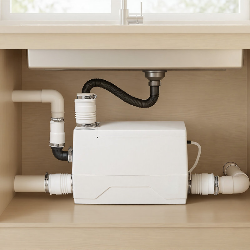Pompe de vidange utilitaire 350W 7200L / h 26,2 pi / 8 m, évacuation des eaux usées avec 3 entrées, performance portable et puissante, pour le sous-sol, la cuisine, l'évier, la douche, les eaux grises